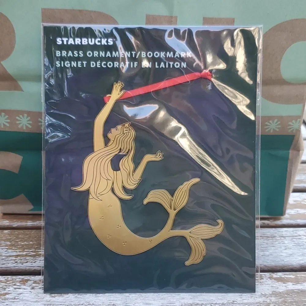 Starbucks Brass Mermaid Ornament Bookmark NWT